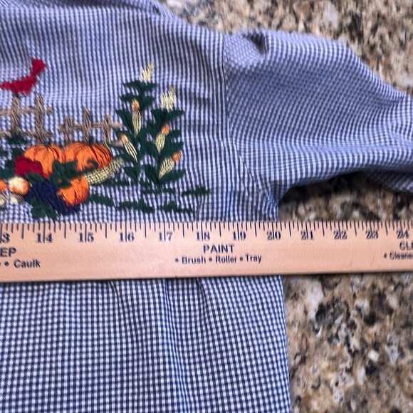 Vintage solutions original women’s button up shirt. Embroidered scarecrow fall - Picture 4 of 7
